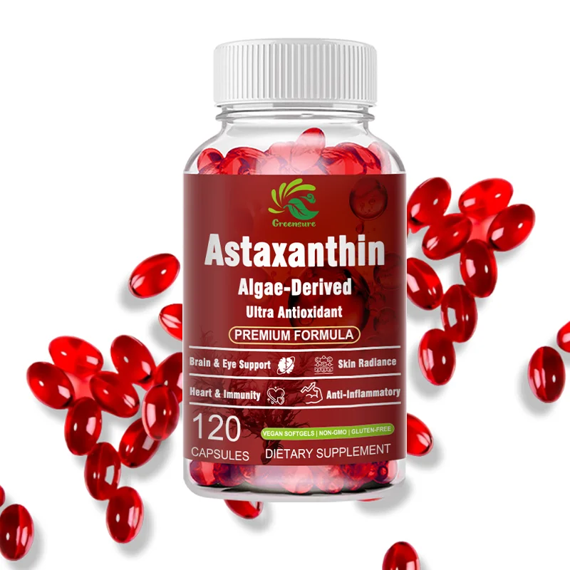 

Greensure Astaxanthin Capsules 12mg - Protect Brain Cognition and Accelerates Metabolism - Protect Eye, Joint & Skin Health