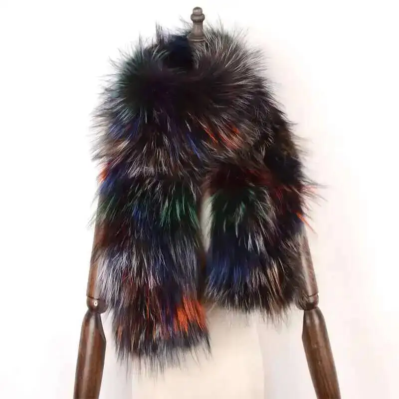 Real Fox Fur Knitted Scarf Women's Winter Warm Neck Cover Scarf Long Woven Fur Collar Scarf Fashion Warm Outwear Scarf Shawl