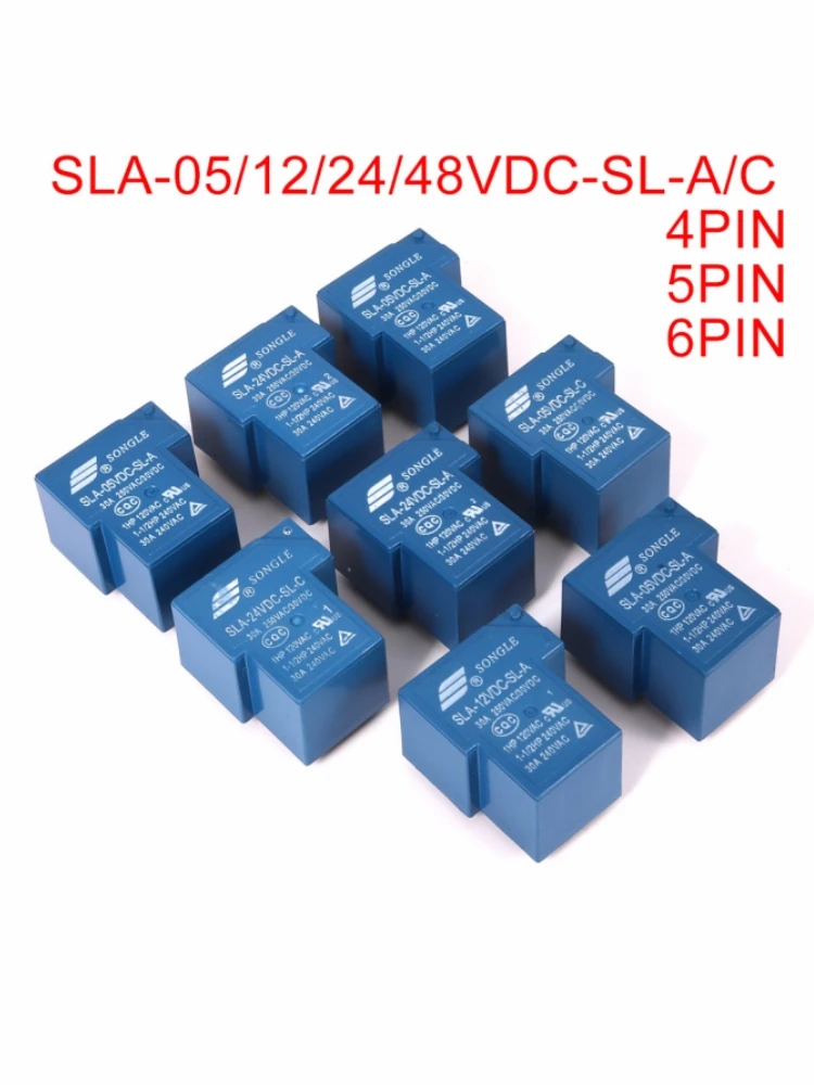 5Pcs Power Relay SLA SLA-05V 09 12V 24V 48VDC-SL-A -C 4Pin 5Pin 6pin 30A T90 SLA-05VDC-SL-A SLA-12VDC-SL-A SLA-24VDC-SL-C