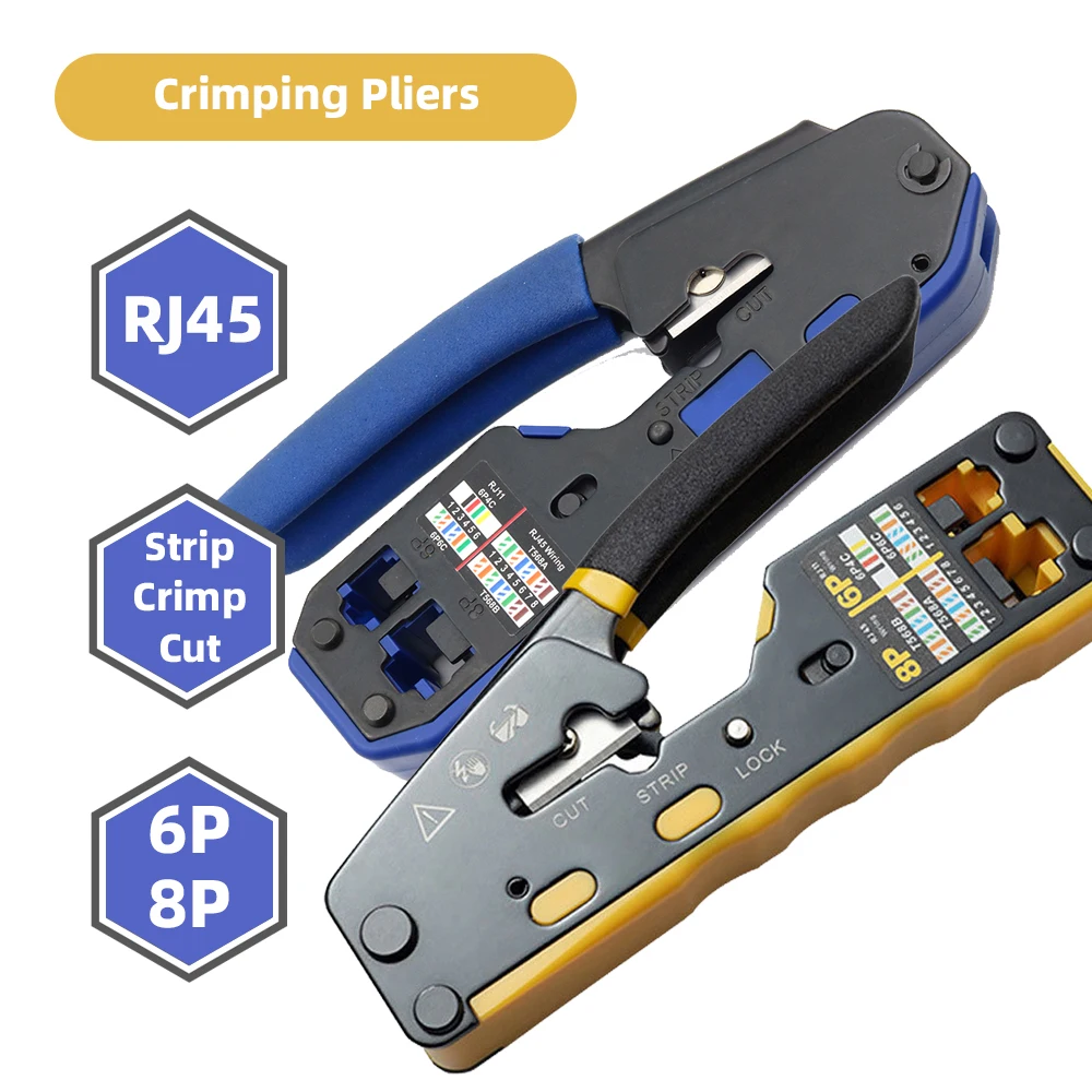 

Cat6 Crimping Tool Pliers Professional Network Modular Crimper Stripper Cutter Ethernet Cable Clamp Connector Electrician Tools