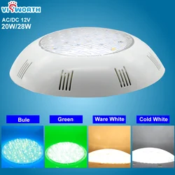 20W 28W Ha Condotto La Luce Subacquea Caldo Freddo Bianco Verde Blu di Nuoto Piscina Luce AC/DC 12V 24V Ip68 Impermeabile di Notte Lampada Esterna