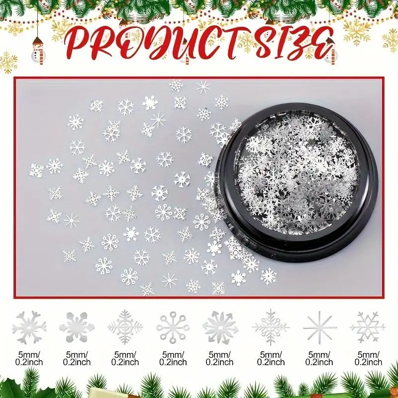 2Bags Mini Metal Snowflake Embellishments 02 White Craft Snowflakes for Holiday Crafts Party Favors、Nail Art Accessories