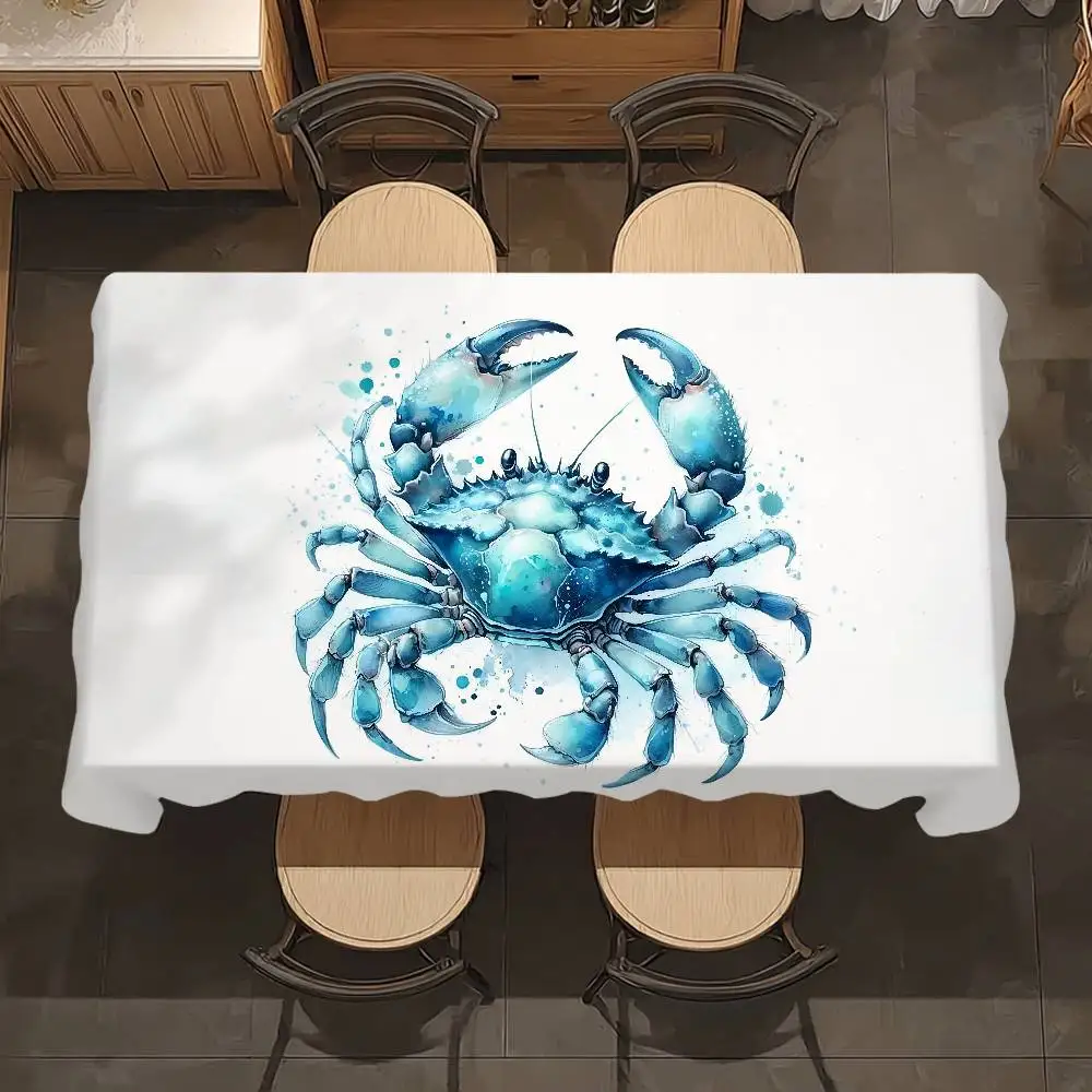 Sea Animal Turtle Coral Table Cloth Home Party Picnic Dining Room Kitchen Patios Stain-Proof Polyester Table Cloth