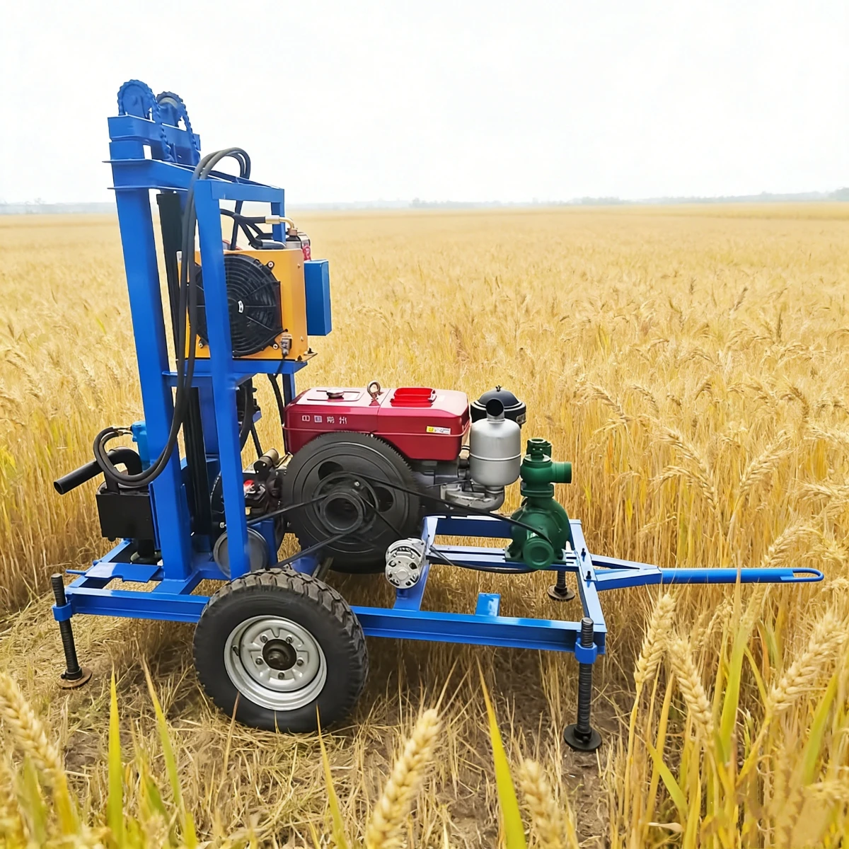 Portable Diesel Hydraulic Water Well Drilling Rig Wheeled Compact High Performance 100m 150m 200m