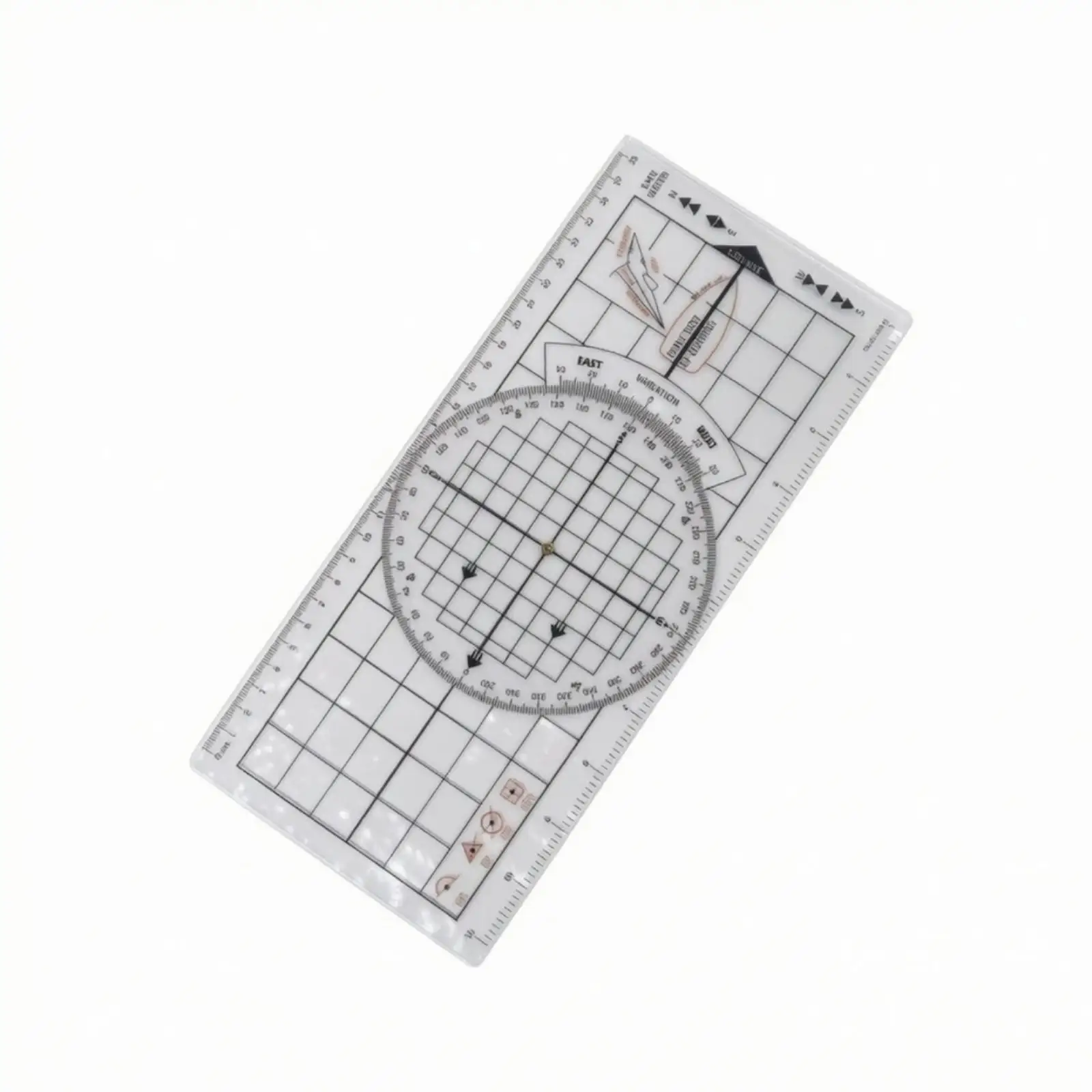 Nautical Ruler with Rotating Disc | Clear Graduations, Chart-Plotting Ruler, for Compass Work