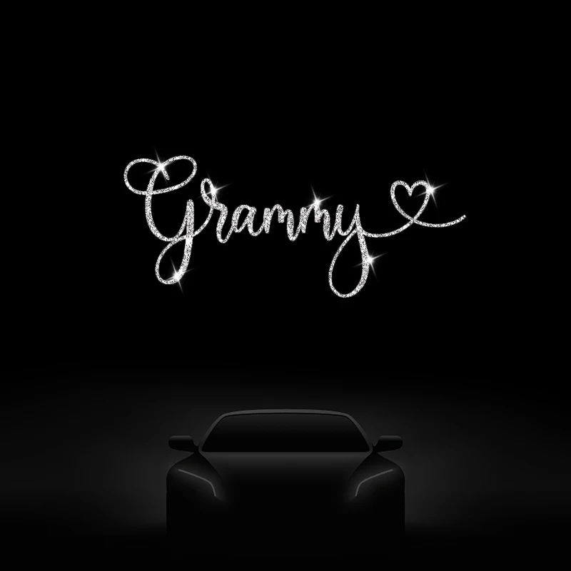 Sparkling Grammy With Heart Decals, Suitable for Decorating Glass Doors and Windows, Bedroom Doors, Wall Sticker, Car Sticker