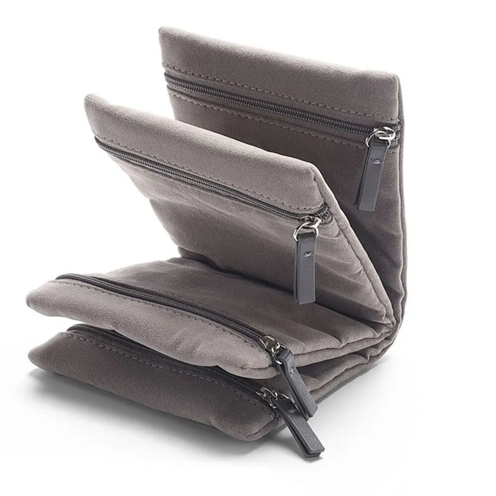 حقيبة تخزين المجوهرات المخملية المحمولة، حقيبة تخزين بسحاب قابلة للطي، مقصورات متعددة، أقراط حقيبة صغيرة #2