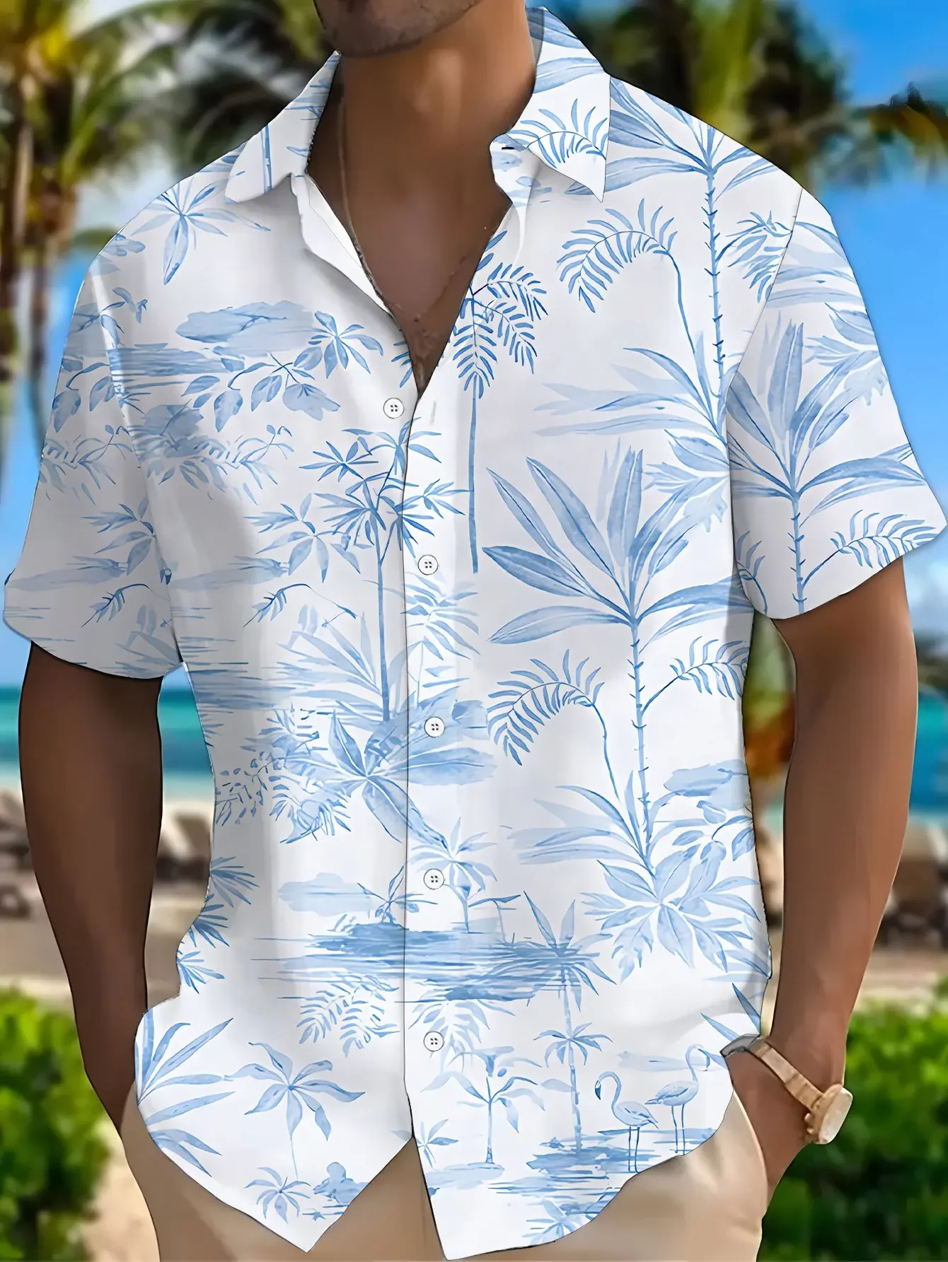 Men's Tropical Hawaiian Shirt Summer FashionMan Women Short Sleeve Casual Print Lightweight Breathable Beach Tops