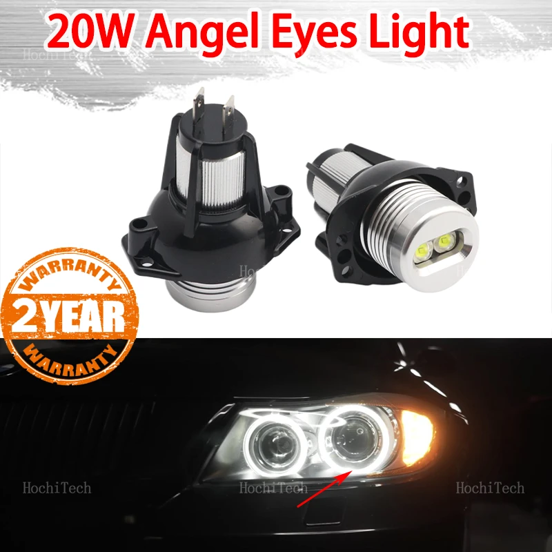 20W Angel Eyes  Ring LED Headlight Bulbs White for BMW E90 E91 3 Series 320 325i 328i 335i 2004-2008