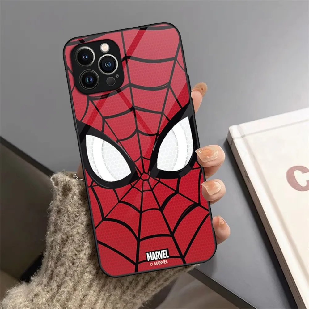 S-SpidermanS Phone Case Tempered Glass For IPhone 15 14 11 12 13 Pro XS Max Plus Mini X XR 8 7 6s SE2020 Cover