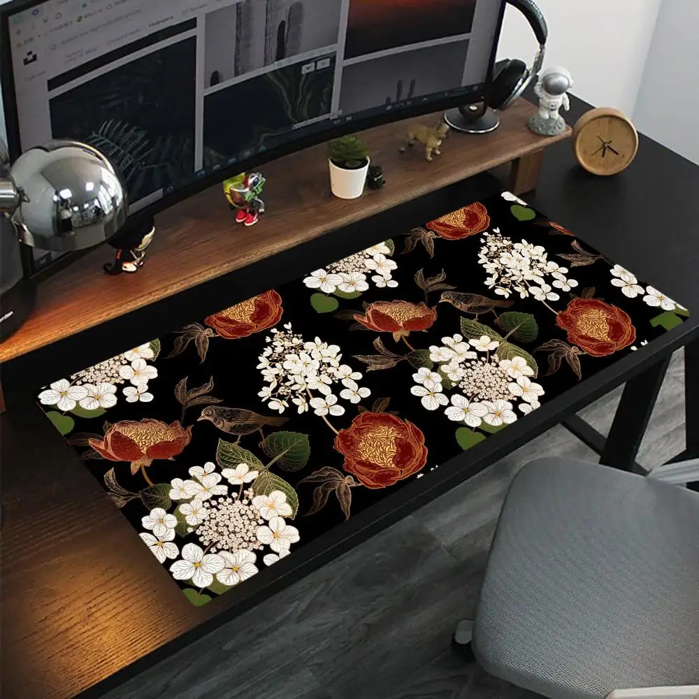 

Flower and Bird Scroll Mouse Pad Oversized lock edge mouse pad for gaming computer keyboard and desk