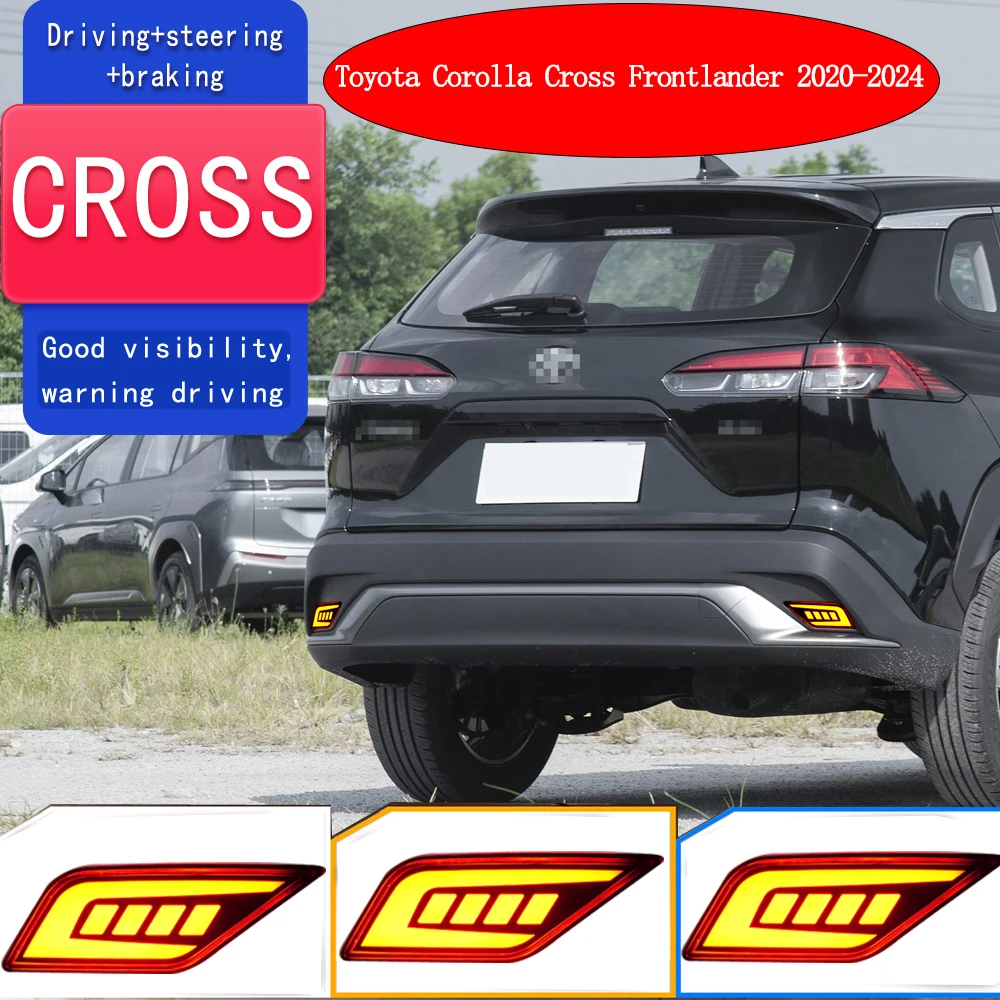 

Для Toyota FRONTLANDER COROLLA CROSS 2020 2021 2022 2023 2024 Автомобильный светодиодный отражатель заднего бампера, динамический указатель поворота, стоп-сигнал