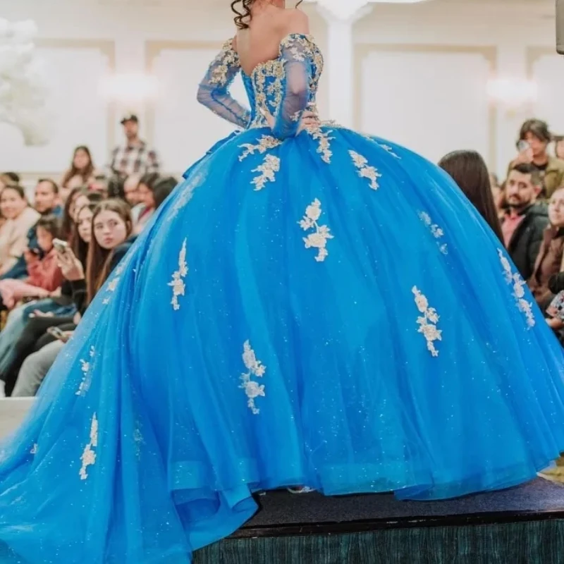 Vestido personalizado de princesa dulce 16 14 para quinceañeras, vestido de fiesta de graduación con apliques de encaje y hombros descubiertos para debutante de 15 anos