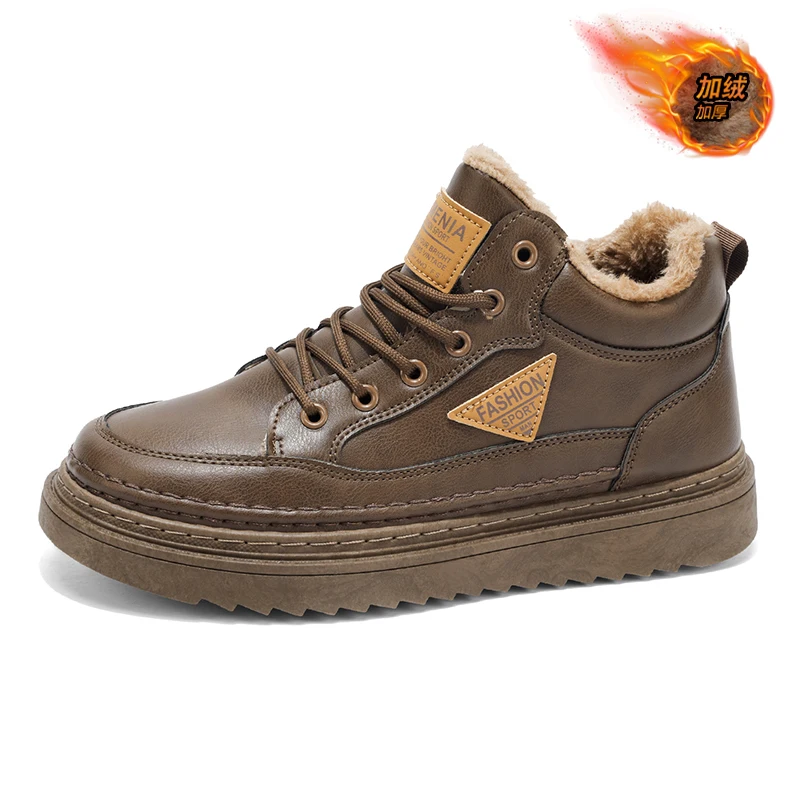 

Winter Men's Thermal Work Boots Mid-Calf Plush Lined Casual Shoes Non-Slip Warm Comfortable Chunky Sole Outdoor Winter Footwear