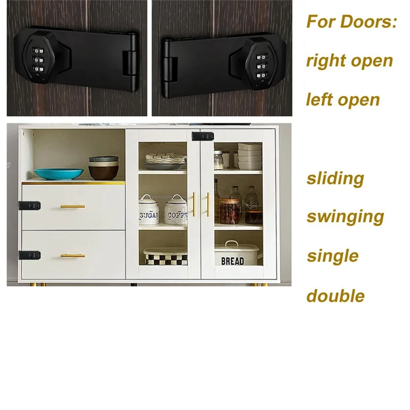 1 шт., замок для шкафа без ключа, черный, 4 дюйма, 3-значный пароль, кодовый замок с защелкой, поворотная ручка, деревянный ящик, шкаф