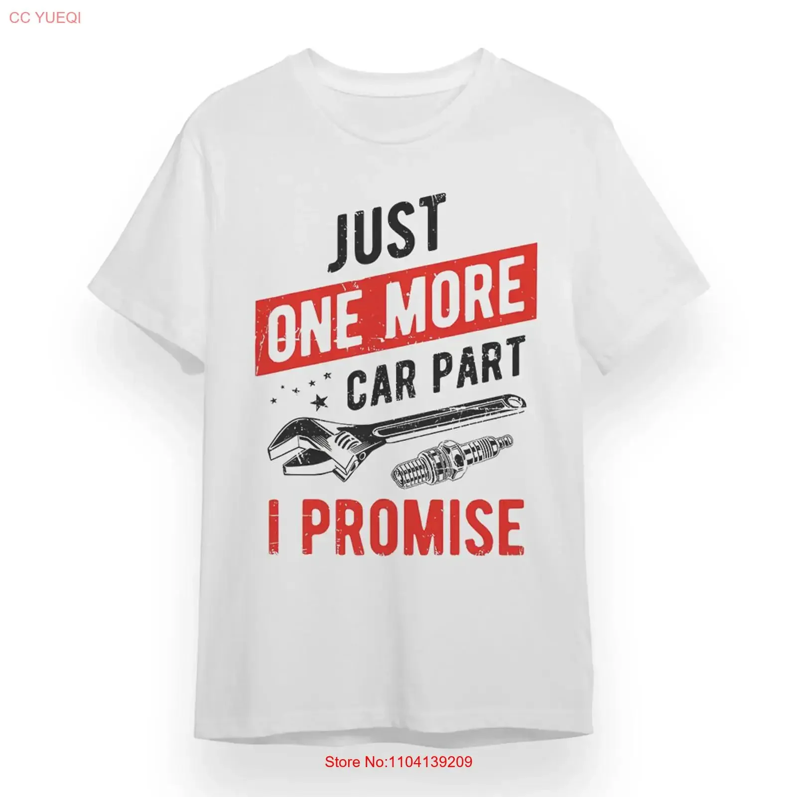 Men's T shirt with Just One More Car Part White 100 Cotton vintage Washed designer clothes Casual Stretched fashion
