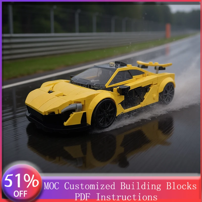 

322 детали: Гоночный суперкар с подвижным задним крылом, модульный конструктор MOC, креативный дизайн, DIY, праздничный подарок, игрушка