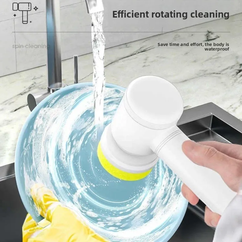 Electric Spin Scrubber Cordless Spin Scrubber with 5 Replaceable Brush Heads Electric Cleaning Brush Cleaning Tools