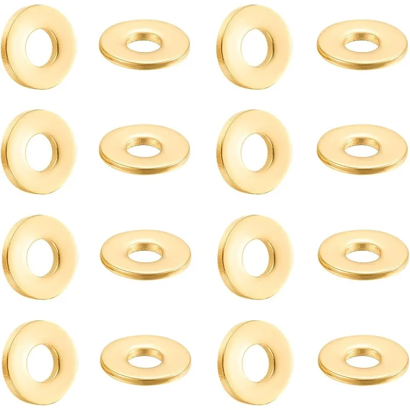 

50pcs 2.5mm Gold Donut Spacer Beads Metal Loose Beads 6.5mm Diameter Stainless Steel Bead Metal Spacers for Jewelry Making