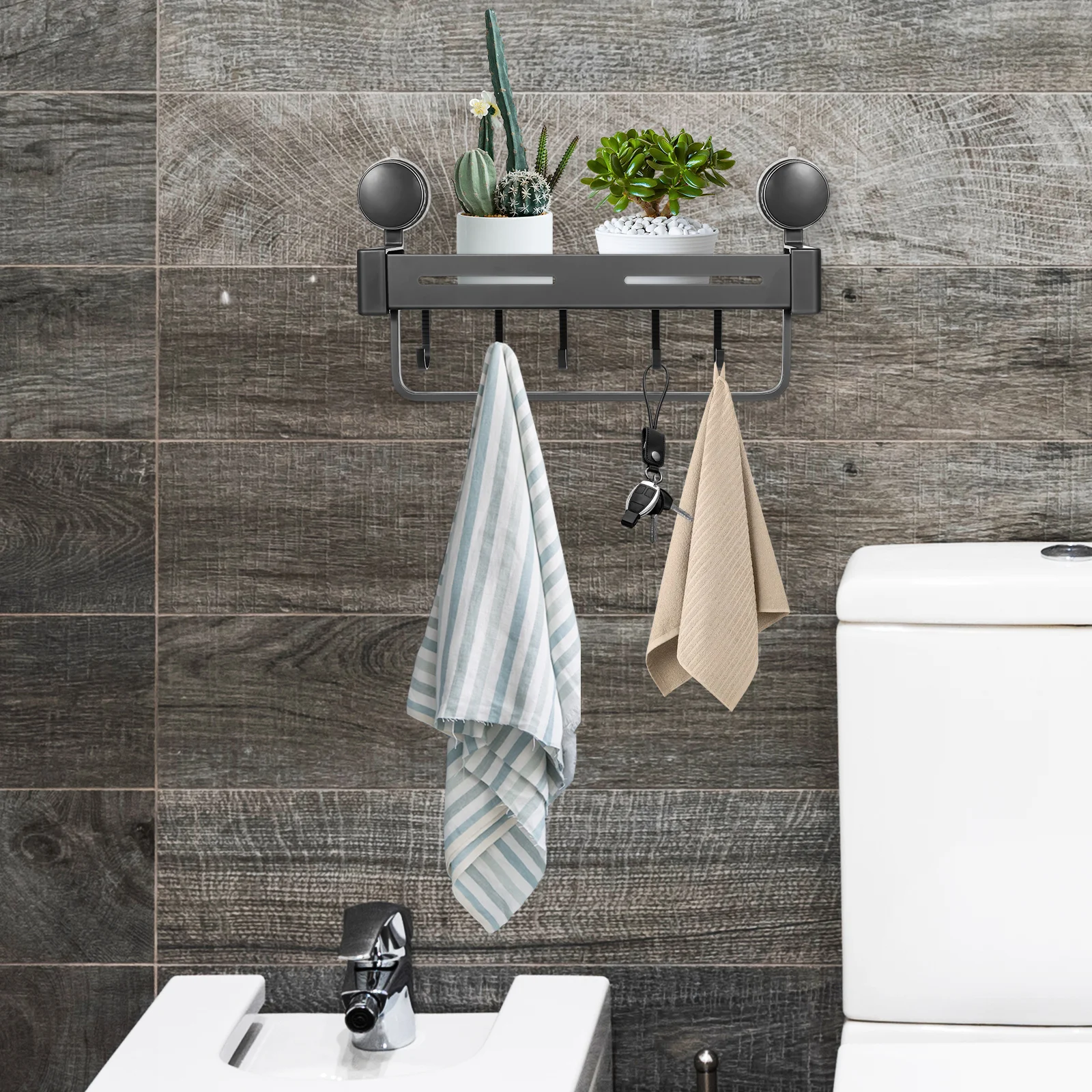 

Suction Cup Kitchen Storage Rack Space Saving Wall Mount Organizer For Spices Jars Pots Pans Countertop Sink Shelf With