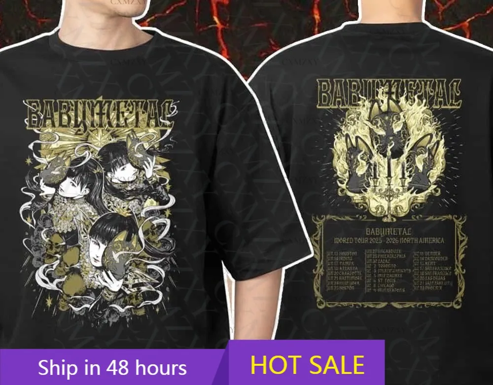 

NEW! Babymetal World Tour 2025-2026 North American Tour Dates 100% Cotton T-Shirt