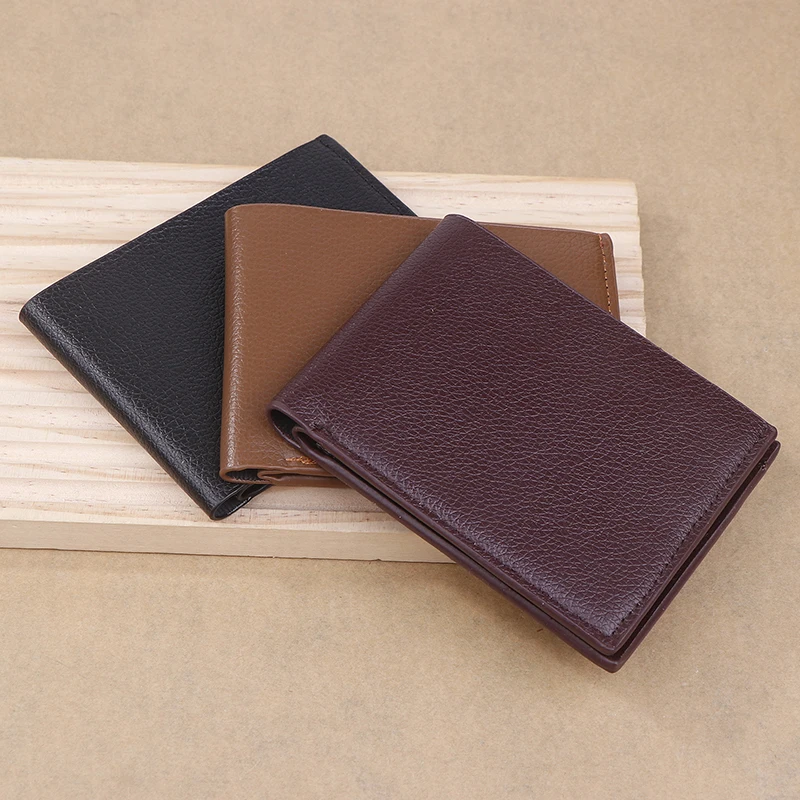 New Style Mini Thin Men Wallet Card Holder Men'S Purse Coin Pouch Id Card Holder Short PVC Card Holder Wallet