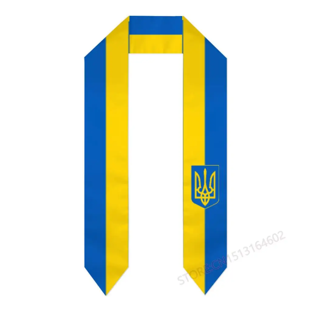 Custom Name Or Logo Ukraine Flag Scarf Graduation Stole Sash International Study Abroad Class of 2023 Shawl