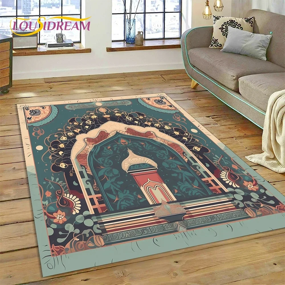 Muslim Islam Prayer Kneeling Poly Mats Mandala Rug Carpet for Living Room Bedroom Home Decor,Non-slip Decoration for Sofa Gift