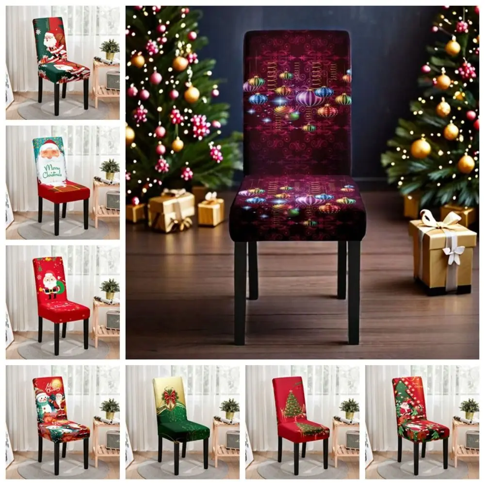

Seat Protector Christmas Chair Cover Cartoon Xmas Decoration Dinner Chair Seat Cover Cute Elastic Wear For Chairs