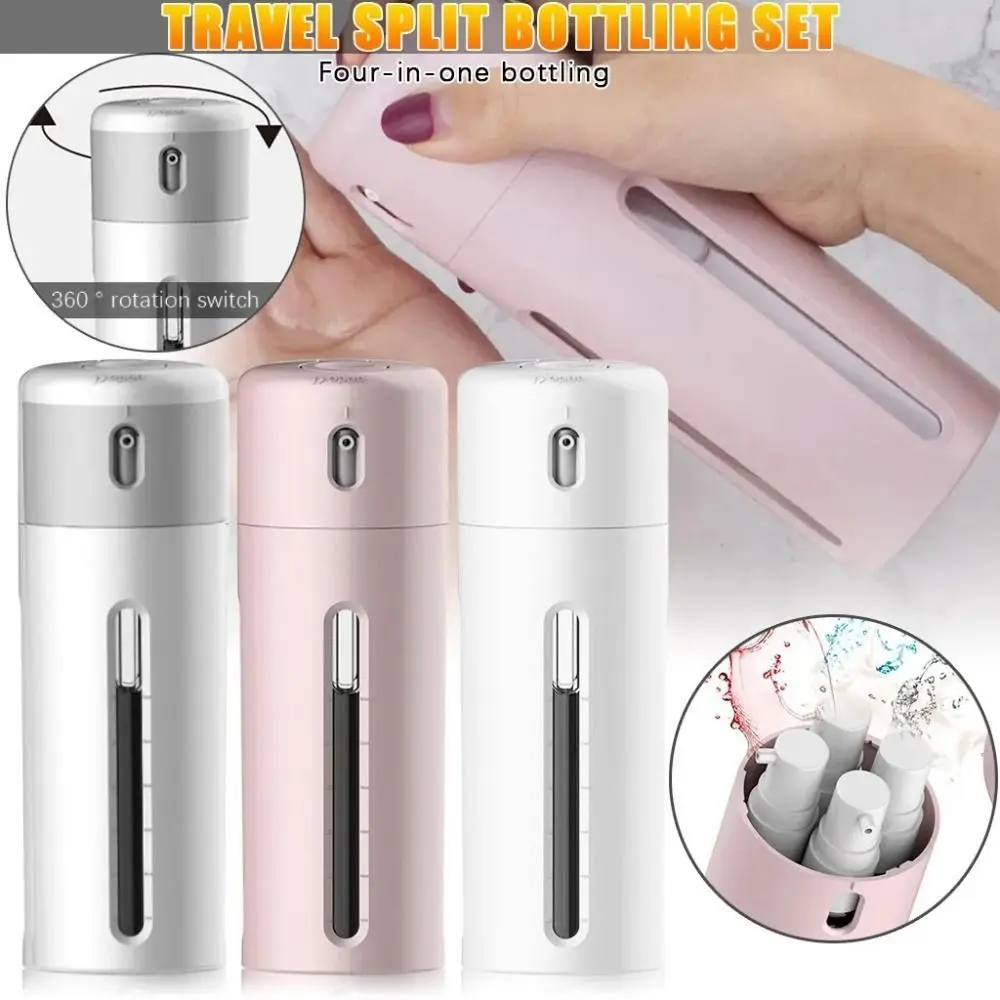 4 in 1 Travel Refillable Bottles Set Empty Refillable Spray Bottle Set Liquid Container Save Space Shampoo Dispenser Lotion