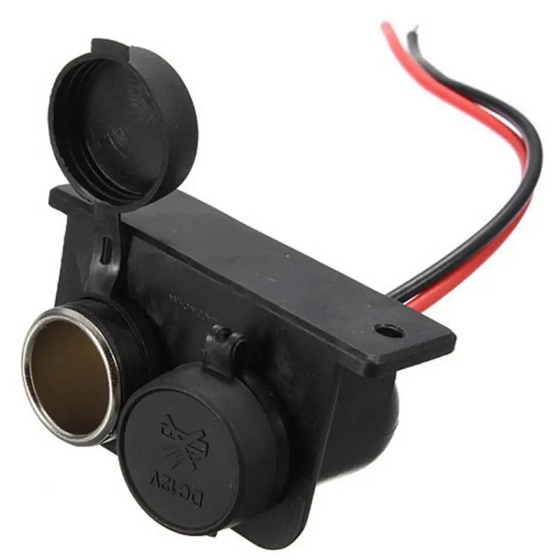Dual 12V Cigarette Lighter Socket Waterproof Power Outlet USB Charger Adapter Universal Accessory for Car Marine Trailer