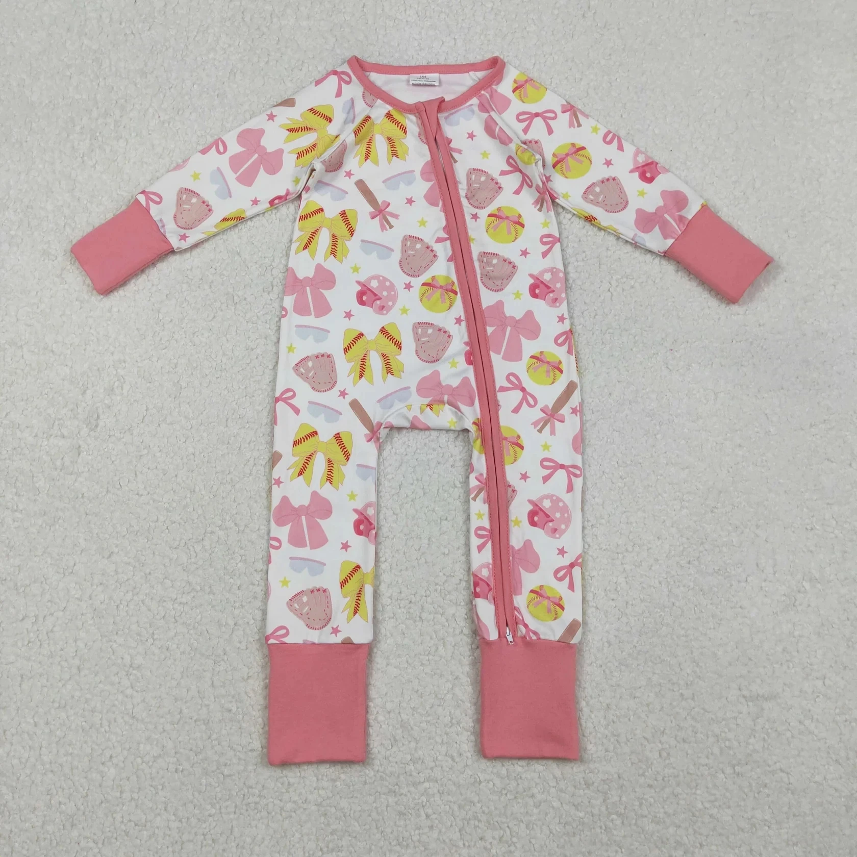 

Wholesale Toddler Newborn Coverall Bows Girls Sleepwear Bodysuit Infant Children Long Sleeves Girl Zipper Romper Kids Clothes