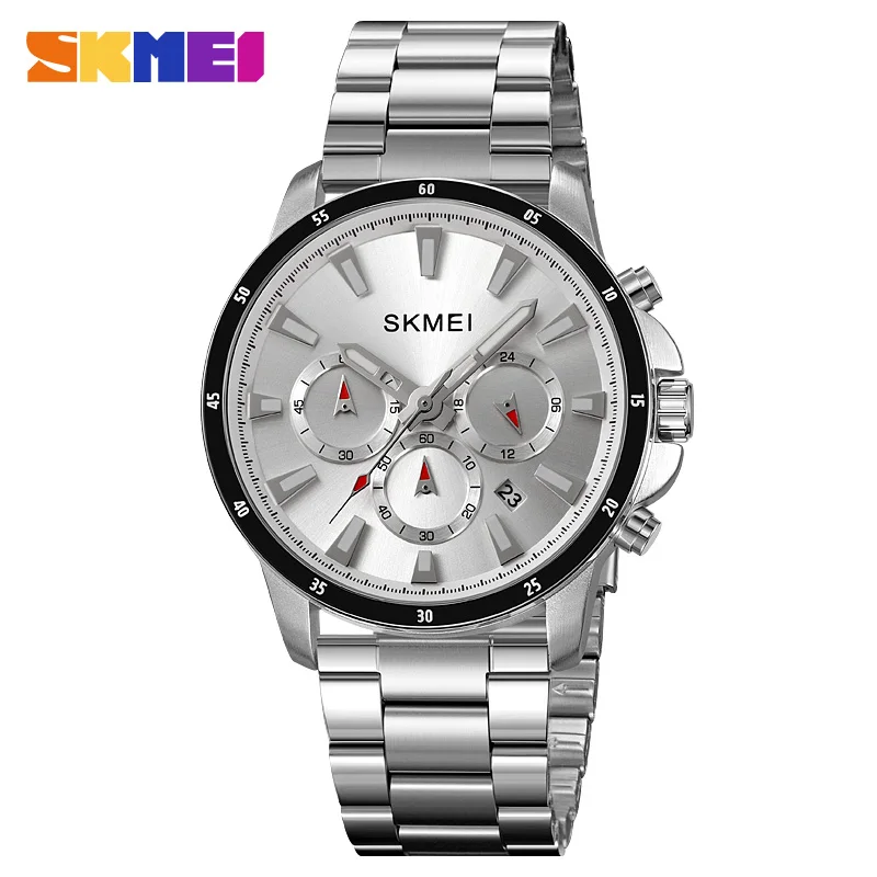 SKMEI 2295 Men's Watch Three Eyes Six Needles Multifunctional Men's Watch Classic Round Large Dial Quartz Watch