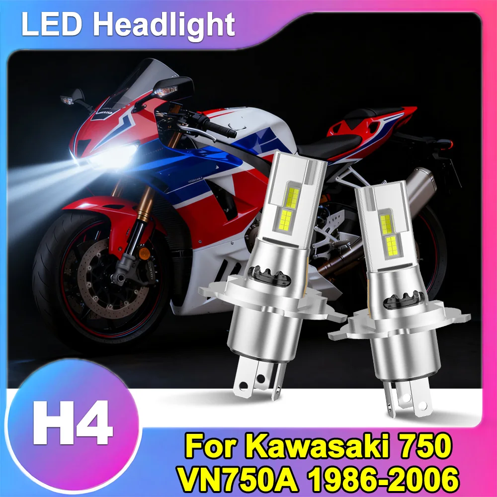 

H4 Motorcycle LED Headlight Bulb Turbo High/Low Beam Light 1:1 Design For Kawasaki 750 VN750A 1986-2005 2006 Canbus No Error