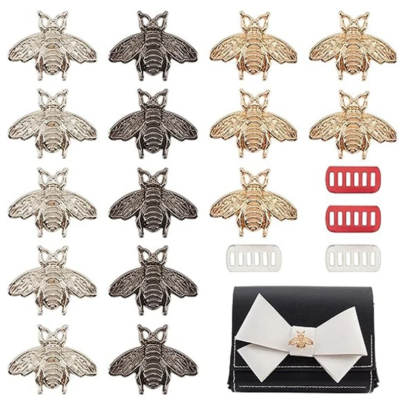 15PCS Decorative Clip Buckles, Retro Bee Decorative Bags Buckle Clips Craft Purses Leather Removable Shoe Buckles