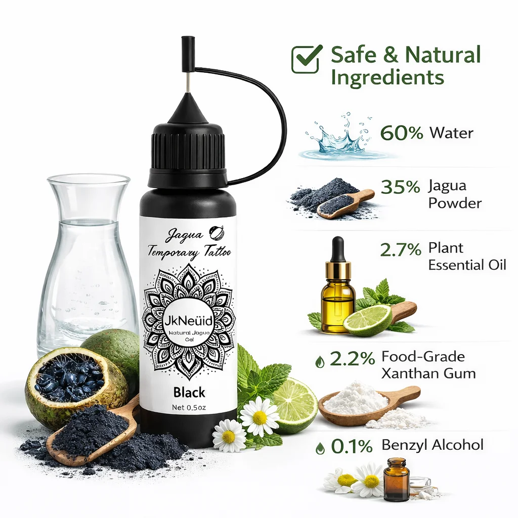 1/3pcs natural Jagua tattoo gel, temporary deep tattoo, suitable for body painting, blue-black color lasts 1-2 weeks, pure plant view 4