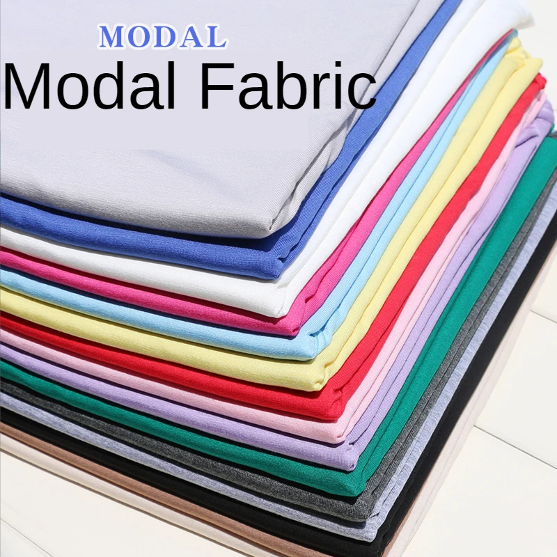 Modal Fabric Stretch Knitted By The Meter for Clothing Dresses Skirts Sewing Drape Silky Thin Summer Soft Cloth Plain Blue White