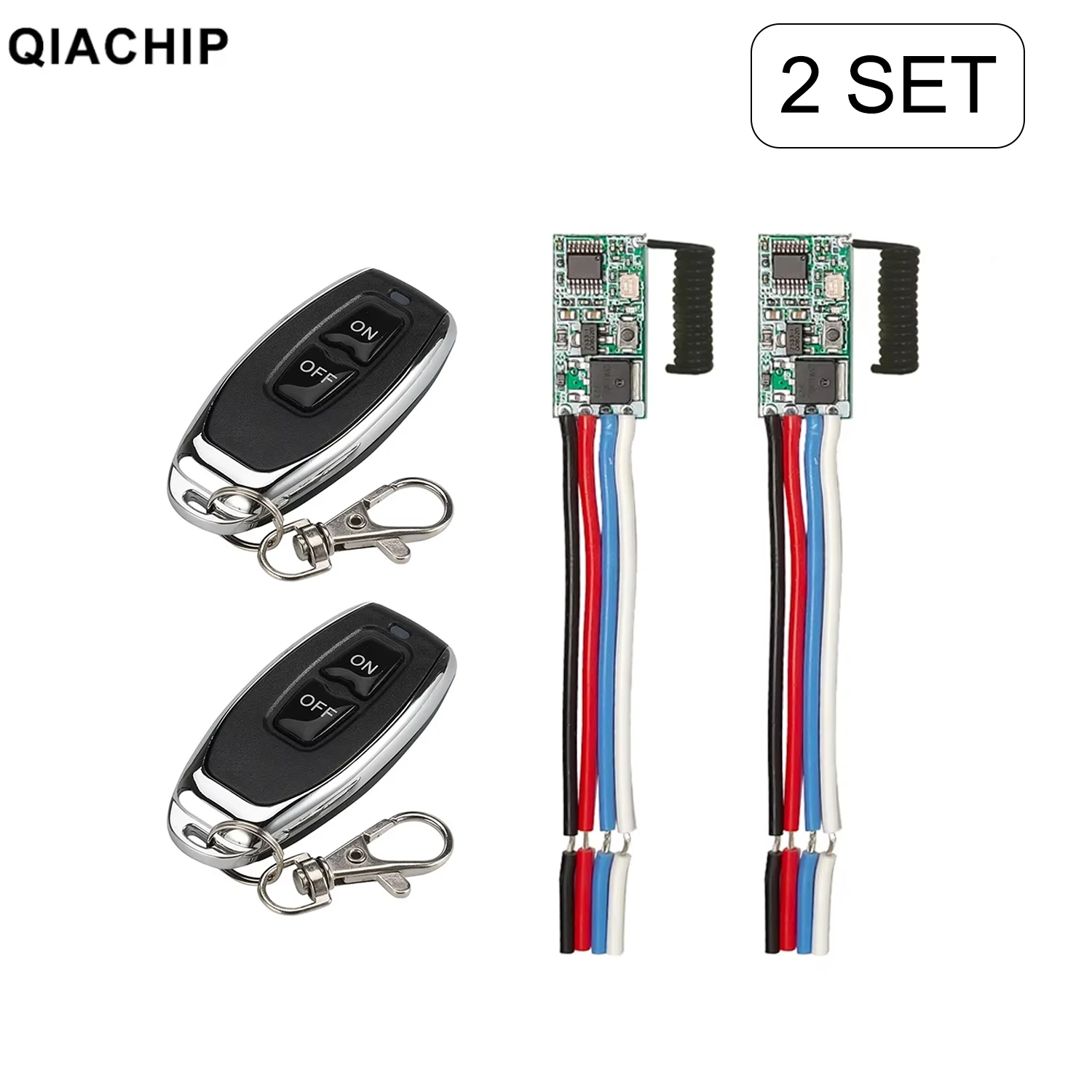 QIACHIP 433 MHz kabelloser Fernbedienungsschalter, Mini-Empfänger mit großer Reichweite, 3,6 V, 12 V, 24 V und 433 MHz-Sender, LED-Fernbedienung