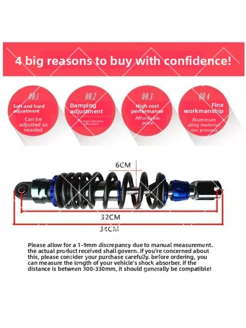 Damping Adjustable Rear Shock Absorber Upgrade Suspension for Scooters & E-Mopeds Enhanced Comfort Handling