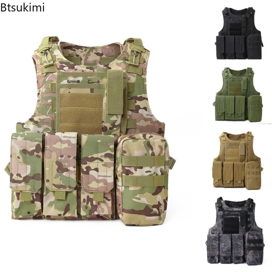 Men's Outdoors Amphibious Battle Tactical Vests Plate Carrier with Molle Attachment Package Fit Shooting Sports Hunting Vests
