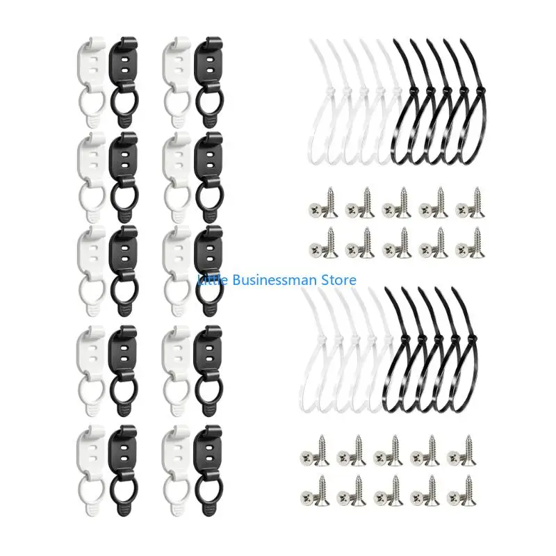 Adhesive Cord Guides with Flexible Silicone Band and Screw Mount Support for Desk, Bedside and Entertainment Cords M76A