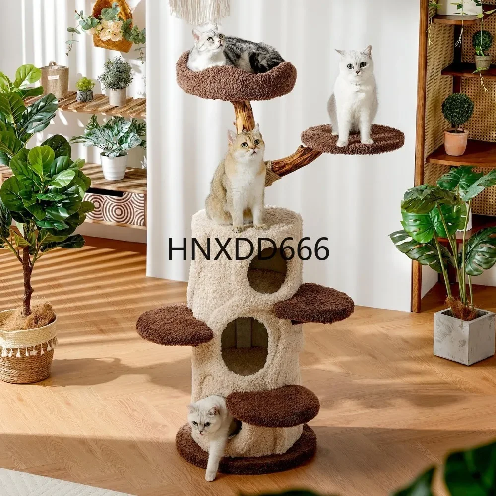Modern Cat Tree for Indoor Cats Large Adult, Luxury Cat Tower with Cozy Perch,