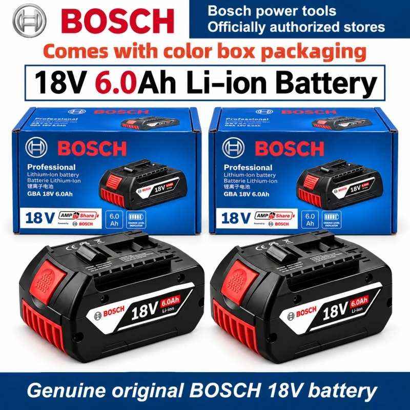 100% Original Bosch 18V Battery 6000mAh Li-ion Backup Battery Professional Power Tools Battery Replacement for BAT609 BAT618 GBA