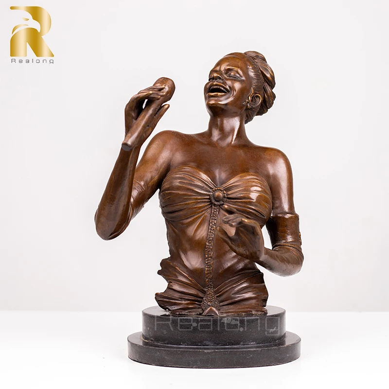 Real Bronze Buts Statue Famous Female Singer Bronze Sculpture Bronze Casting Art Figurine For Home Decoration Ornament Gifts