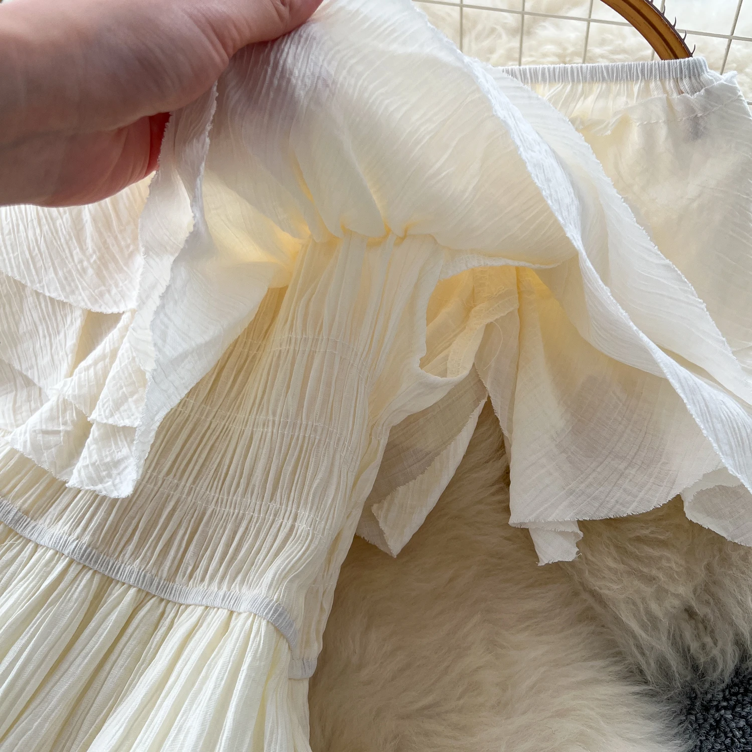 Verão slash neck midi vestido babados em camadas vestidos femininos boho plissado dobras costura praia férias novo em 2025 chique