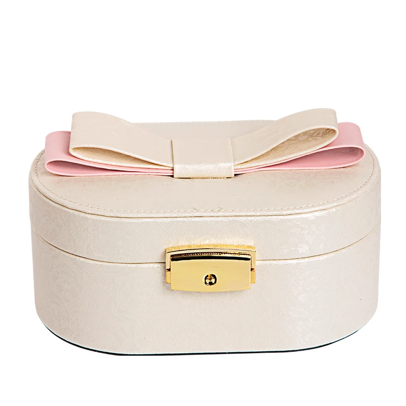 

Portable Two-Layer Mirrored Travel Jewelry Box Ring Necklace Bracelace Jewelry Organizer Collection Storage Display
