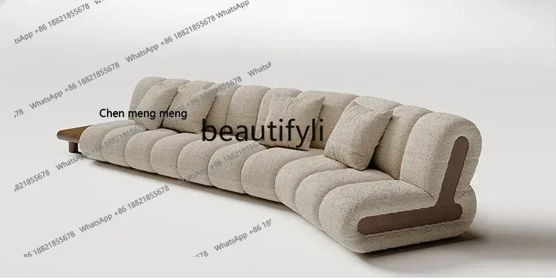 z183   Light luxury modern living room sofa lamb wool fabric log medium ancient style platform L-shaped corner