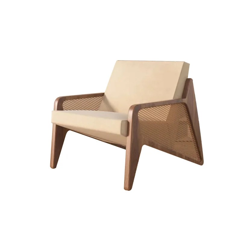 

Nordic & Italian Style Modern Simple Cream Rattan Chair for Bedroom Balcony Living Room & Outdoor Use