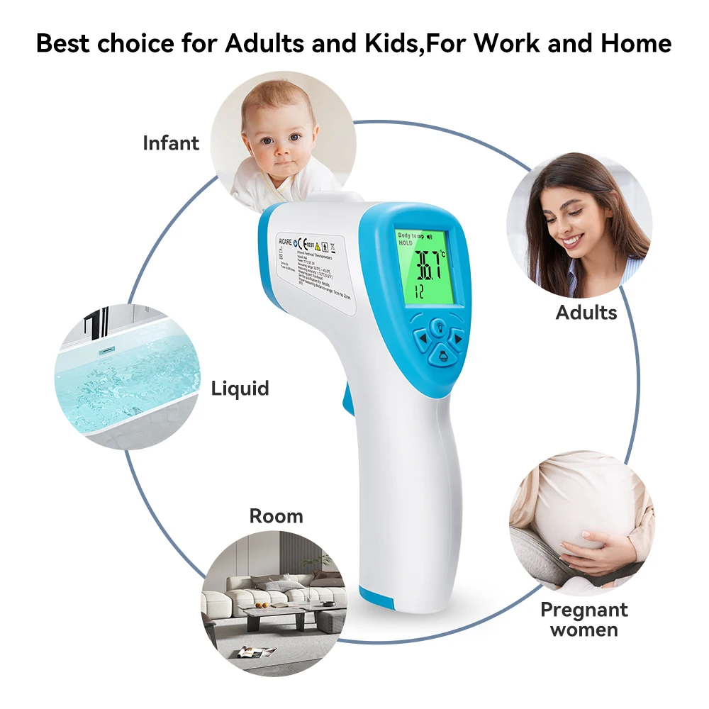 Aicare Digitales Thermometer, elektronisches, berührungsloses medizinisches Infrarot-Thermometer für Babys und Erwachsene, medizinisches Körperthermometer, Heimfiebermonitor – Detail 12