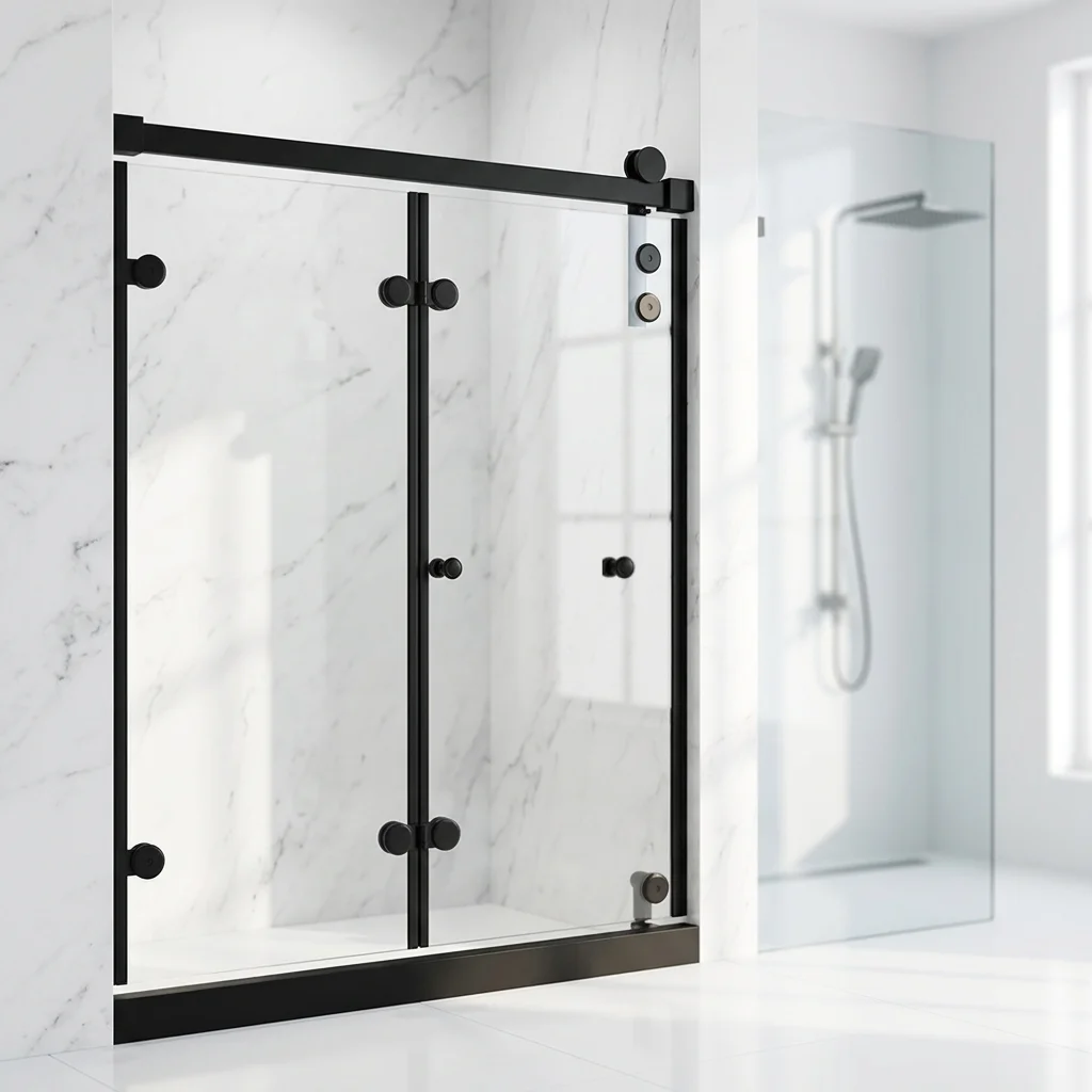 New Trend Bi-fold Shower Door Mechanism with Smooth Hanging Rollers and Bottom Track and Uppper Tube Safe Shower Door Hardware